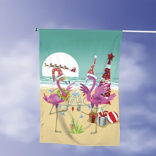 Flamingo Merry Christmas Flag, Flamingo Fa La La Mingo Flag, Flamingo Xmas Flag VVL YYX EEZ