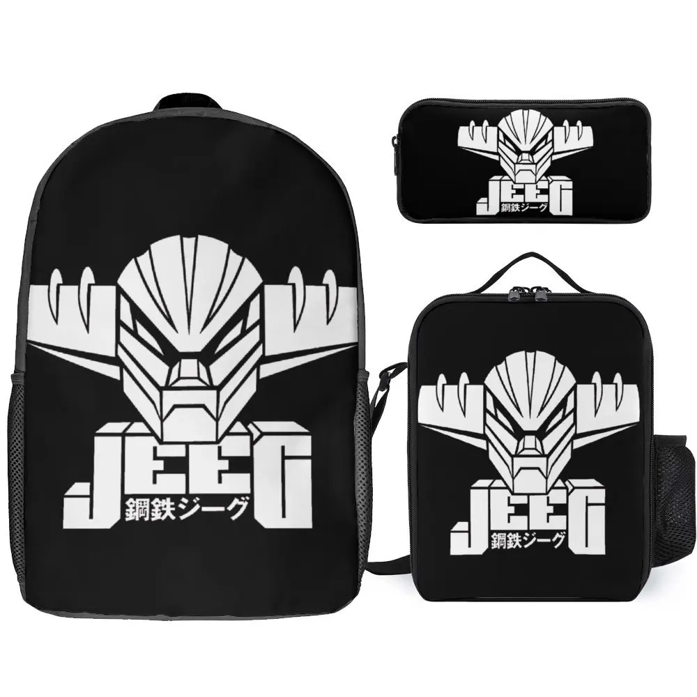 

Mechas 02 Mazinger Z Steel Jeeg Robot Kotetsu Dark Great 5 Firm Comfortable Knapsack 3 in 1 Set 17 Inch Backpack Lunch Bag Pen B