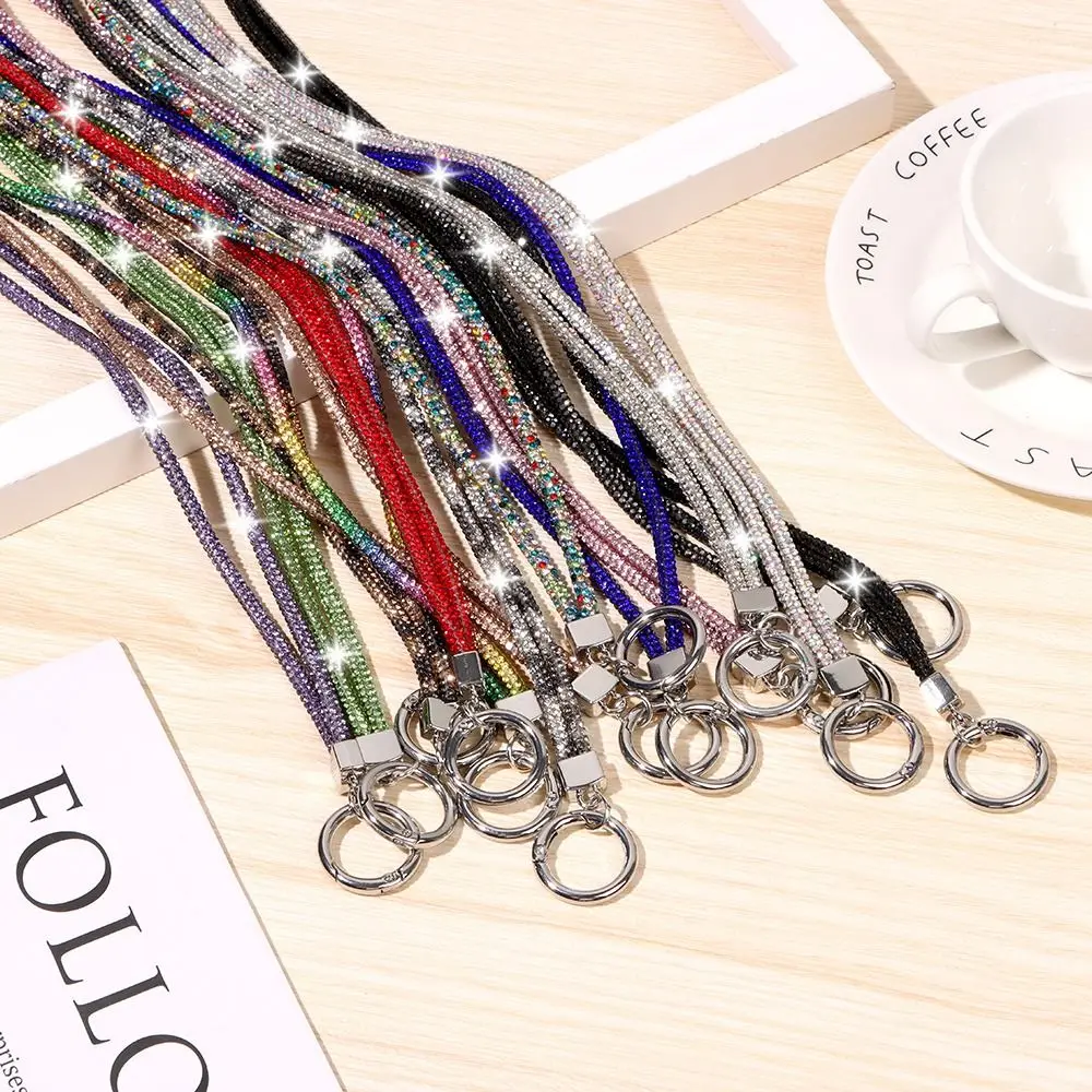 Fashion Bright Keychain Rhinestone Phone Lanyard Chain Straps Crystal Anti-lost Rope Hanging Cord