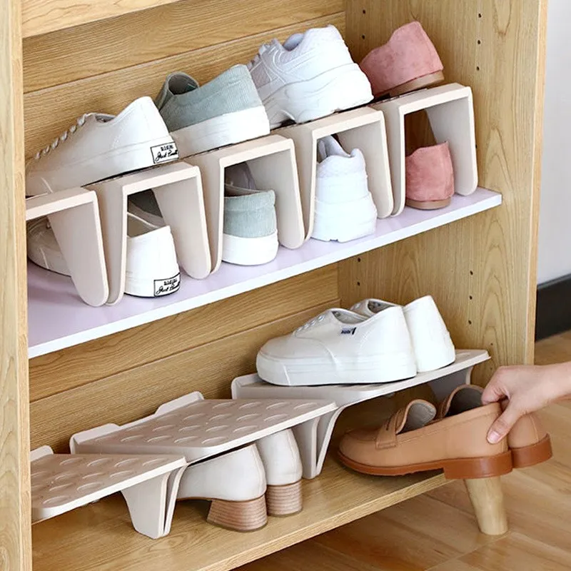 Adjustable Double-Layer Shoe Rack Thickened Space Saving Shoe Storage Rack Flat Bottomed High Heel Storage Shoe Rack Organizer