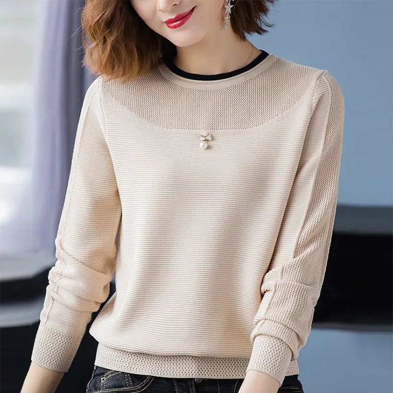 Fashion New Purple Ladies Sweater Korean Version of Wild Knitted Long-sleeved Bottoming Shirt Spring and Autumn Women\'s Pullover