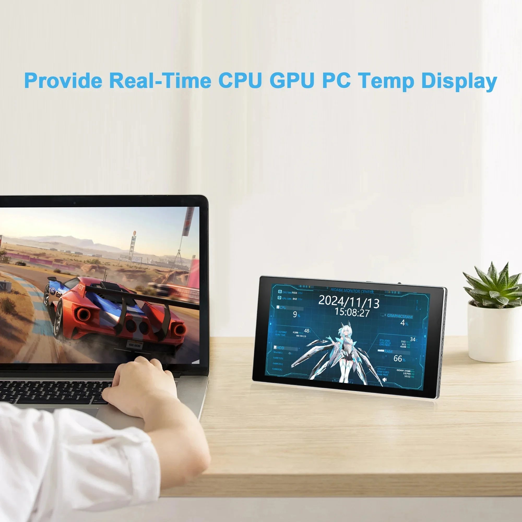 

7" 1080p Portable Monitor 1920*1080 FHD RGB IPS LCD Display Built-in Speaker Incell Capacitive Touch Case USB-C Android Phone