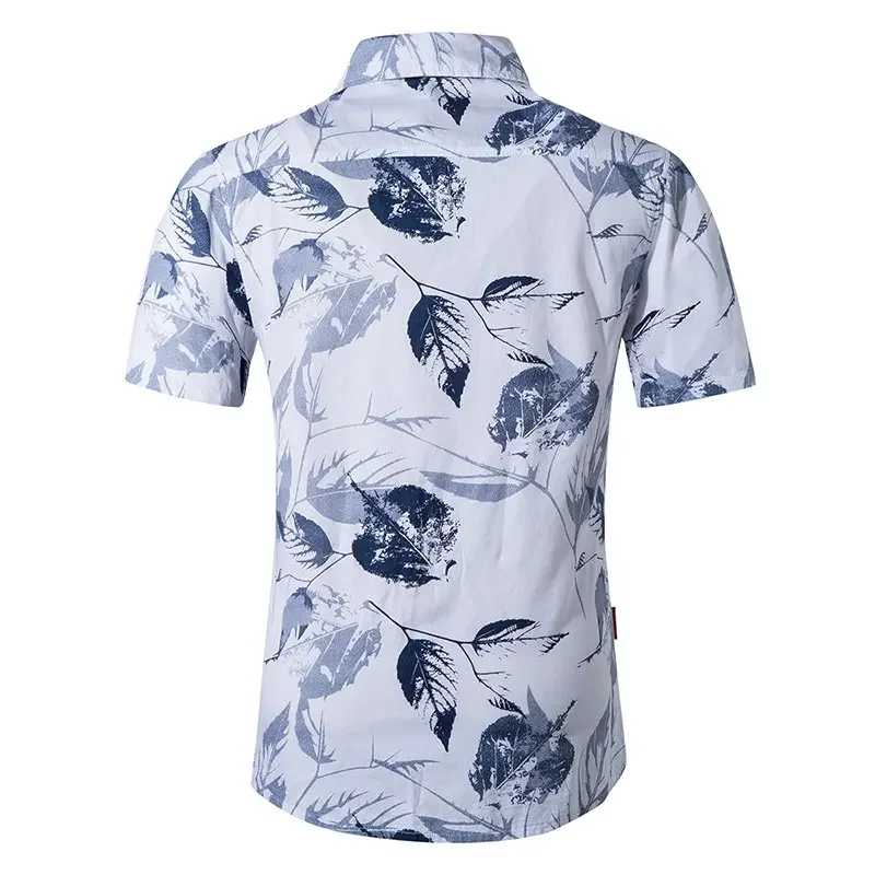 Camisa havaiana de manga curta masculina, camisa de praia respirável, vestido casual, adequado para o verão, Plus 5XL