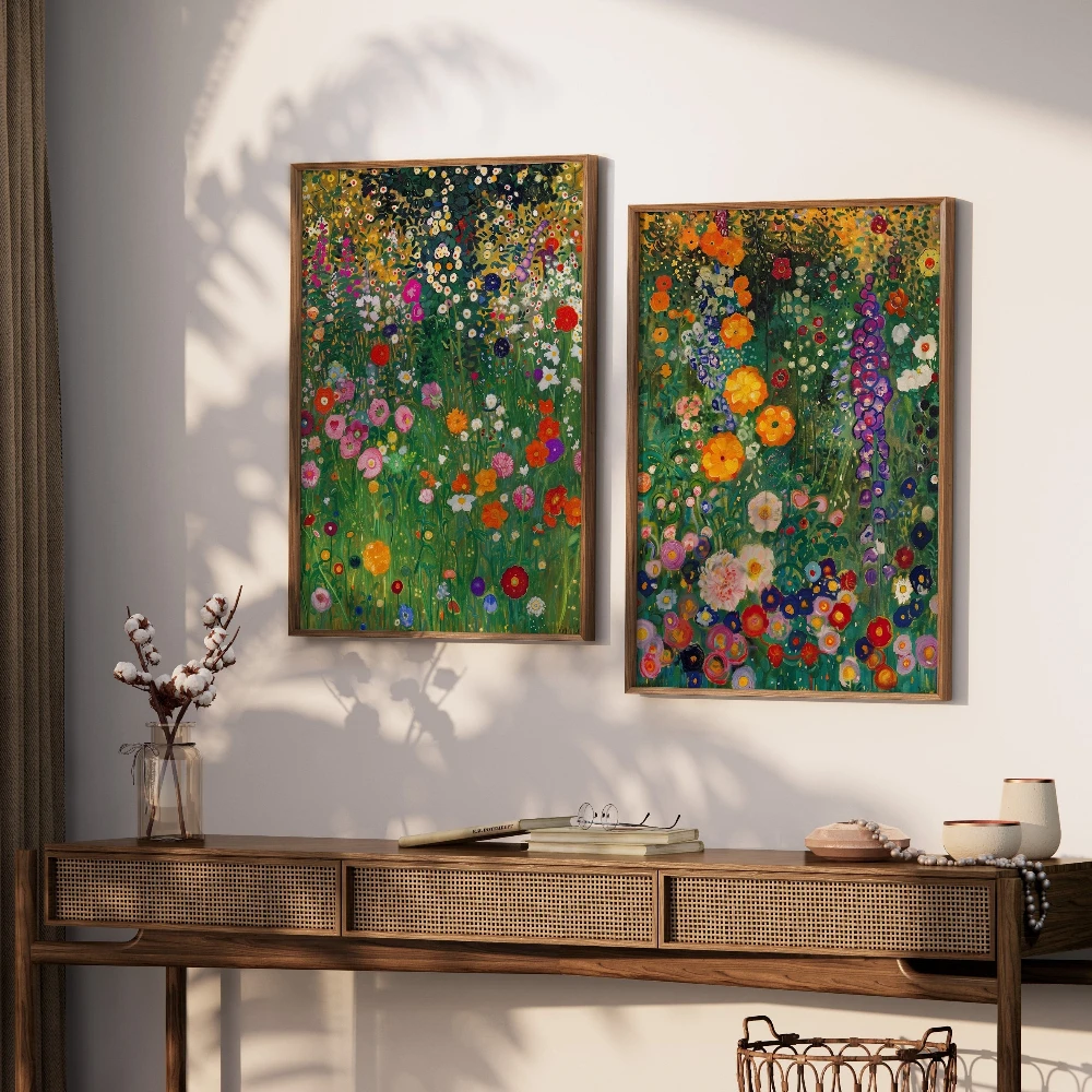 Gustav Klimt Farm Garden Print Gustav Klimt Poster Set Klimt Flowers Floral Wall Decor Wall Art Print Gustav Klimt Wall Decor