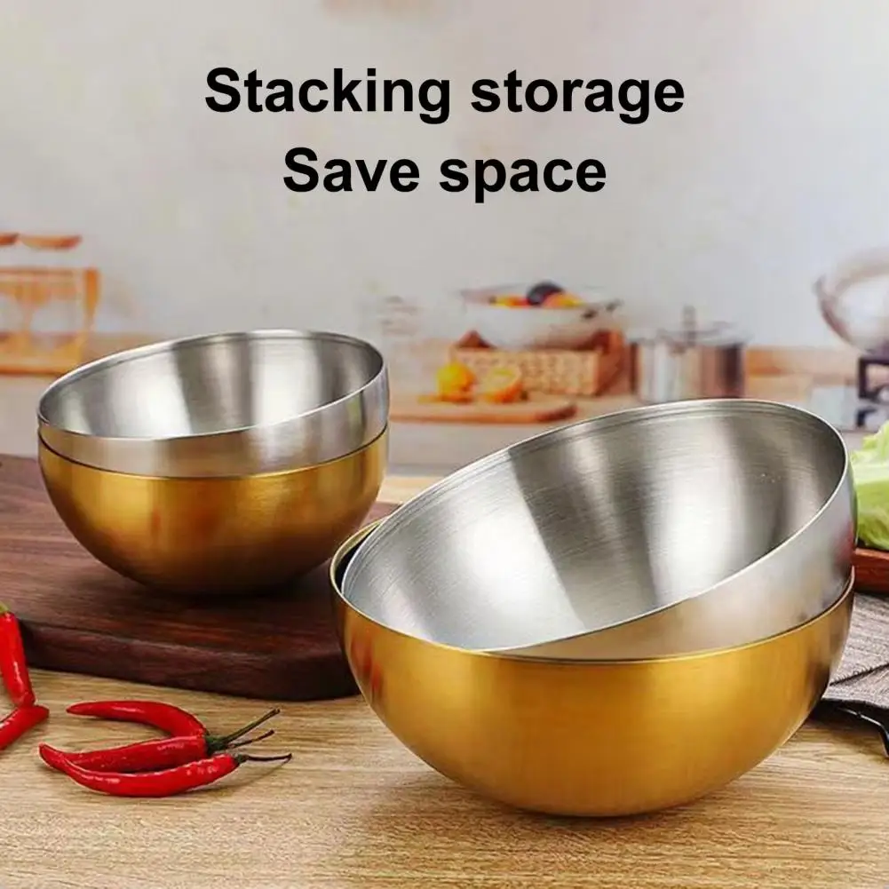 Salad Bowl with Smooth Corners Edges Salad Bowl Modern Stainless Steel Korean Salad Noodle Bowl Set Safe for Home for A