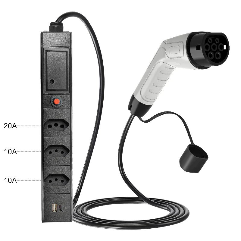 250V 20A 5M Type 2 EV Charging Adapter V2L with Socket
