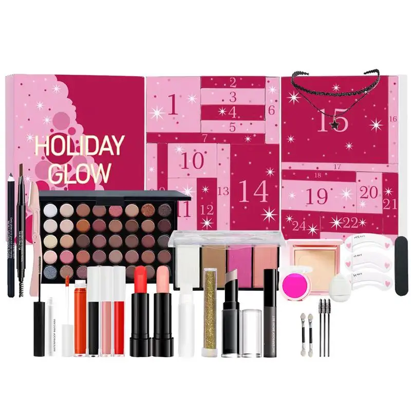 2024 Christmas Advent Calendar Surprise Blind Box For Girls Makeup Countdown Calendar Eye Shadow Lipstick Cosmetic Set Xmas Gift