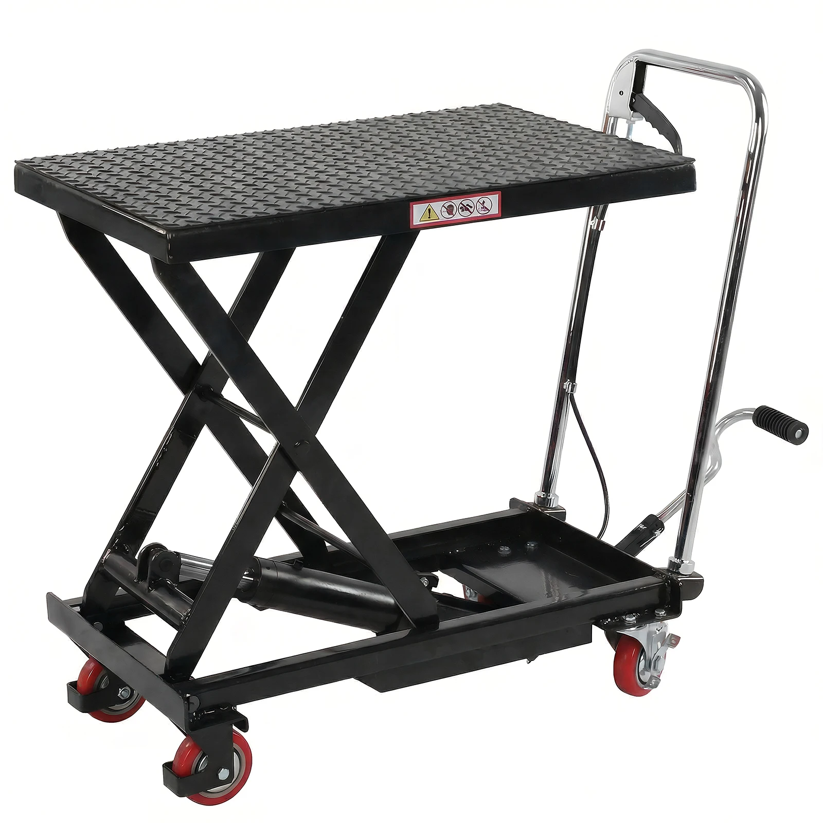 

Гидравлическая тележка-подъемник с противоскользящей платформой и 4 колесами, ручной однозаказный ножничный подъемник для перемещения и транспортировки материалов