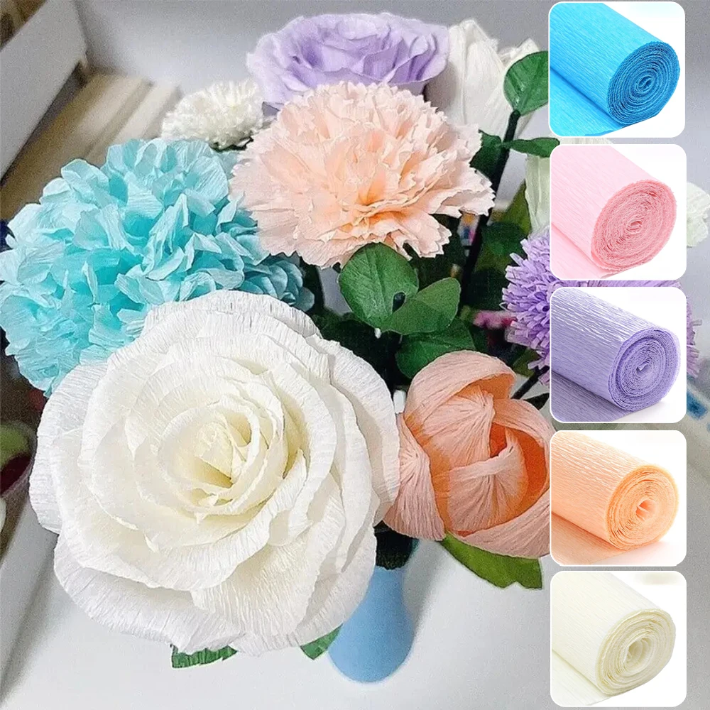 

50x250cm Colored DIY Handmade Crepe Paper Roll Origami Crinkled Crepe Paper Craft Flower Wrapping Gift Inpakpapier Papel Coreano