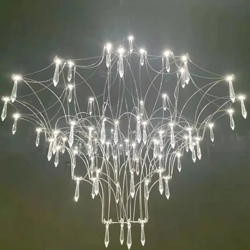 

Living room crystal starry sky ceiling light luxury post-modern designer dining room all-star firefly chandelier