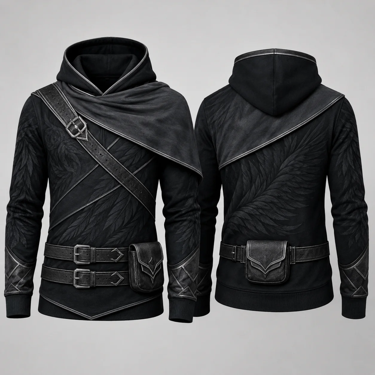 Dark Medieval Assassin Ranger Hoodie Men Black 3D Sublimation Print Flat Graphic Pullover Sweatshirt Fantasy Streetwear