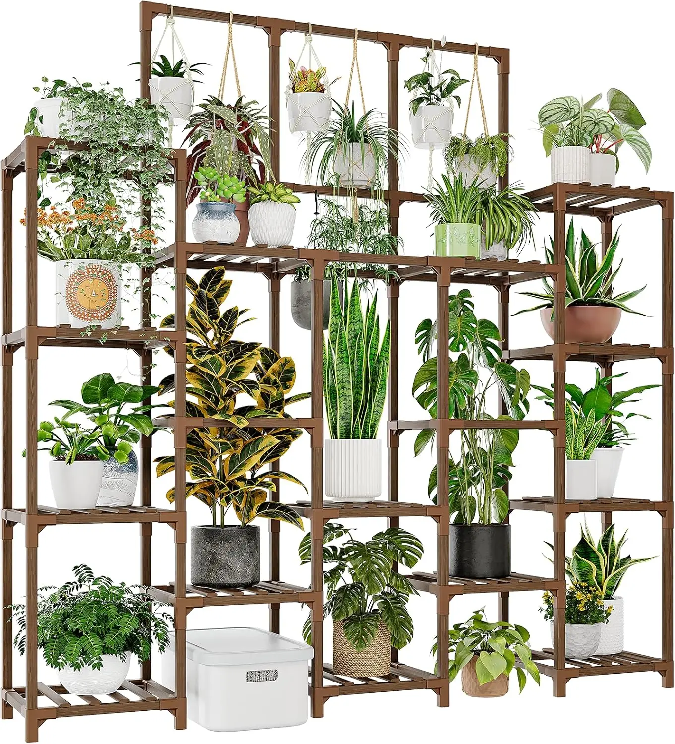 

63-дюймовая 14-ярусная подставка для растений для использования в помещении и на улице, большая полка вмещает 20 горшков, прочная стойка для сада, балкона, патио.