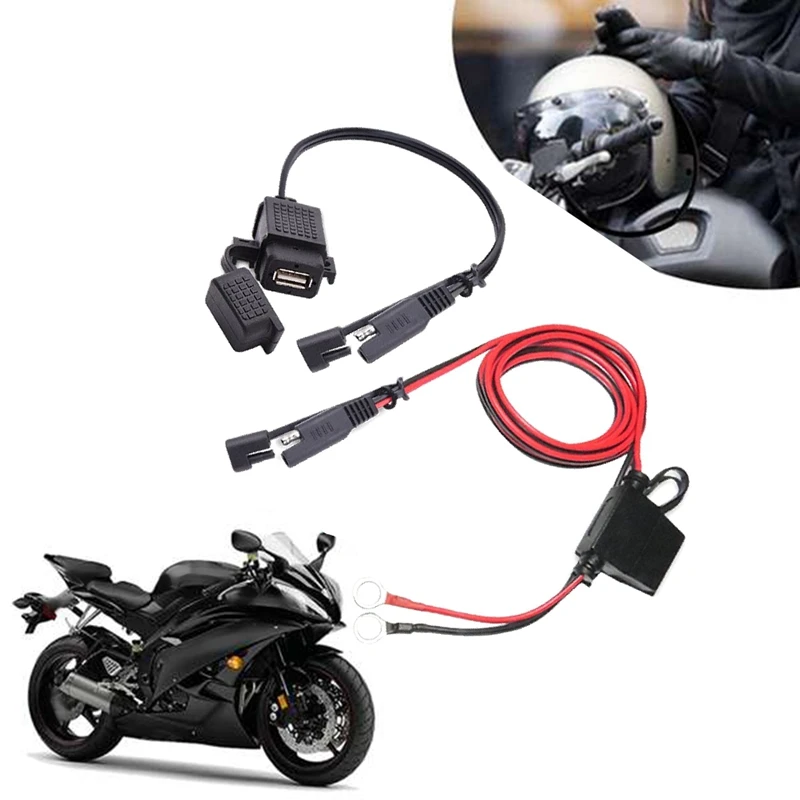 

3.1A Motorcycle USB Charger Adapter Kit Waterproof Charger Charger Adapter SAE To USB Adapter Phone GPS Charging For Motorcycle