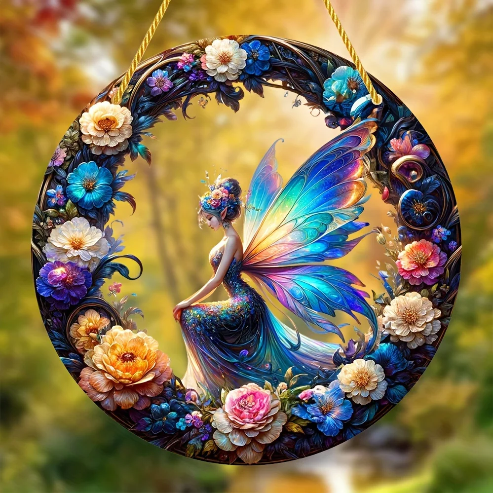 عرض باب النافذة الماسك من الأكريليك الساحر Elf Fairy، ديكور الصيف الموسمي - للمنزل، البار، لديكور عيد الميلاد اليومي