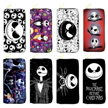 Disney o pesadelo antes do natal carteira jack skellington figuras dos desenhos animados multifuncional zíper plutônio estilo longo saco de dinheiro presentes