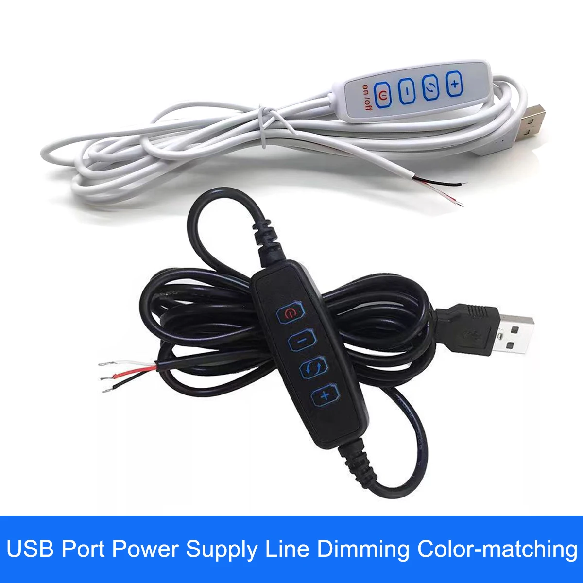 DC 5V LED Dimmer USB Port Power Supply Line Dimming Color-matching Extension Cable With ON OFF Switch Adapter For LED Light Bulb