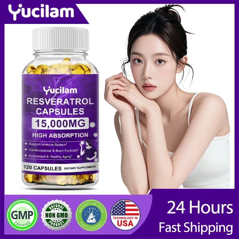 YUCILAM Resveratrol Capsules - Potent Antioxidants & Trans -Resveratrol - Promotes Anti-Aging - Cardiovascular & Joint Support