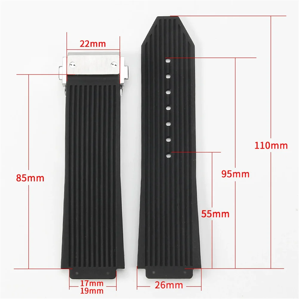 

Силиконовый ремешок для часов 19x25 мм, водонепроницаемый мягкий резиновый браслет, сменный браслет