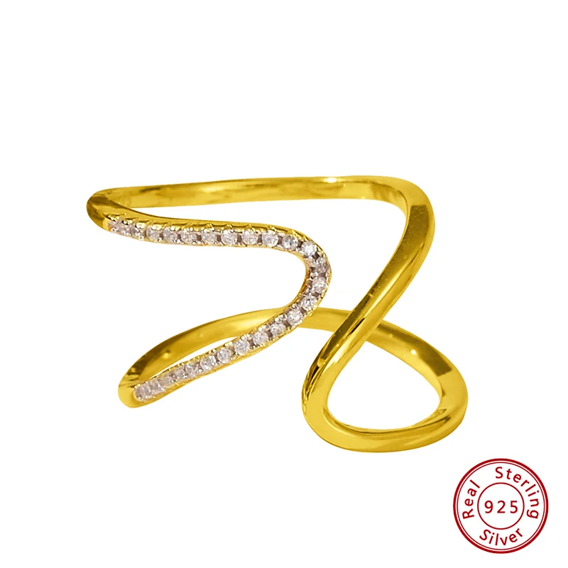 

925 Sterling Silver Original Certificate Geometric Double Z Ring For Women Luxury Fashion Free Shipping Jewelry