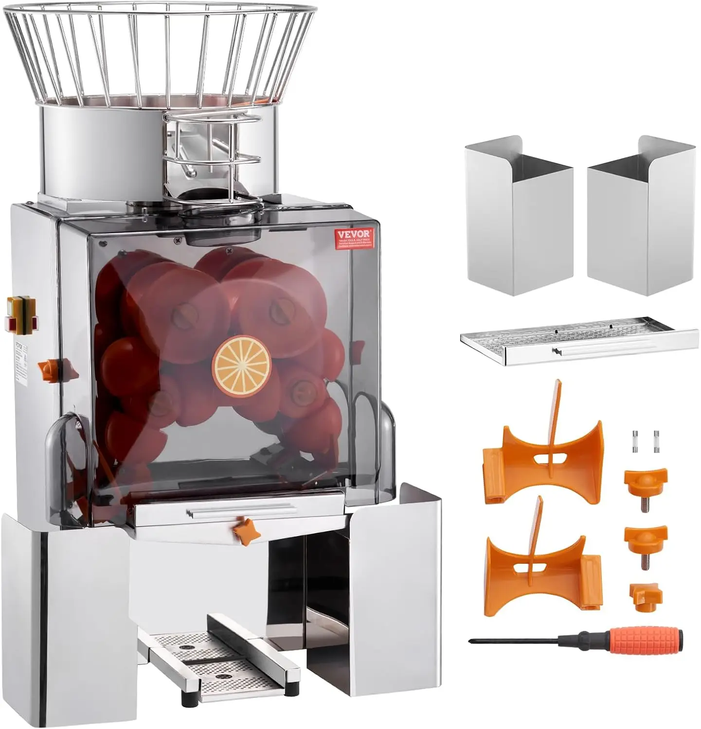 

Commercial Orange Juicer Machine, 120W Automatic Feeding Juice Extractor, Stainless Steel Juice Extractor for 25 Oranges Per Min