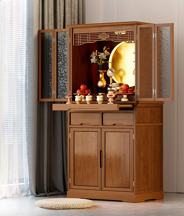 Buddhist niches vertical cabinets solid wood doors Buddhist cabinets household Buddhist niches cabinets