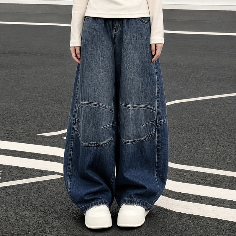 Girl Autumn Jeans 2026 Spring New Childrens Clothing Korean Girls Fashionable Solid Color Loose Casual Jeans Simple