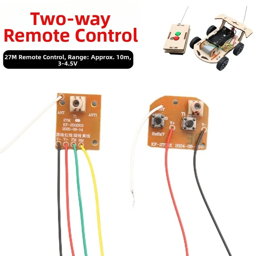 27MHz Two Channel Remote Control System Wireless Switch Kit 26x30mm Easy Wiring For Science Project Toy Vehicle Accessory Tool