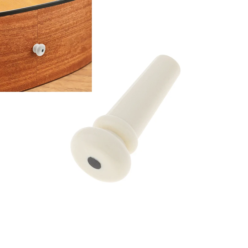 

Acoustic Guitar End Pin Jack White Plastic 8mm Shaft Diameter Style Acoustic Guitar Bridge Endpin with Black Dot