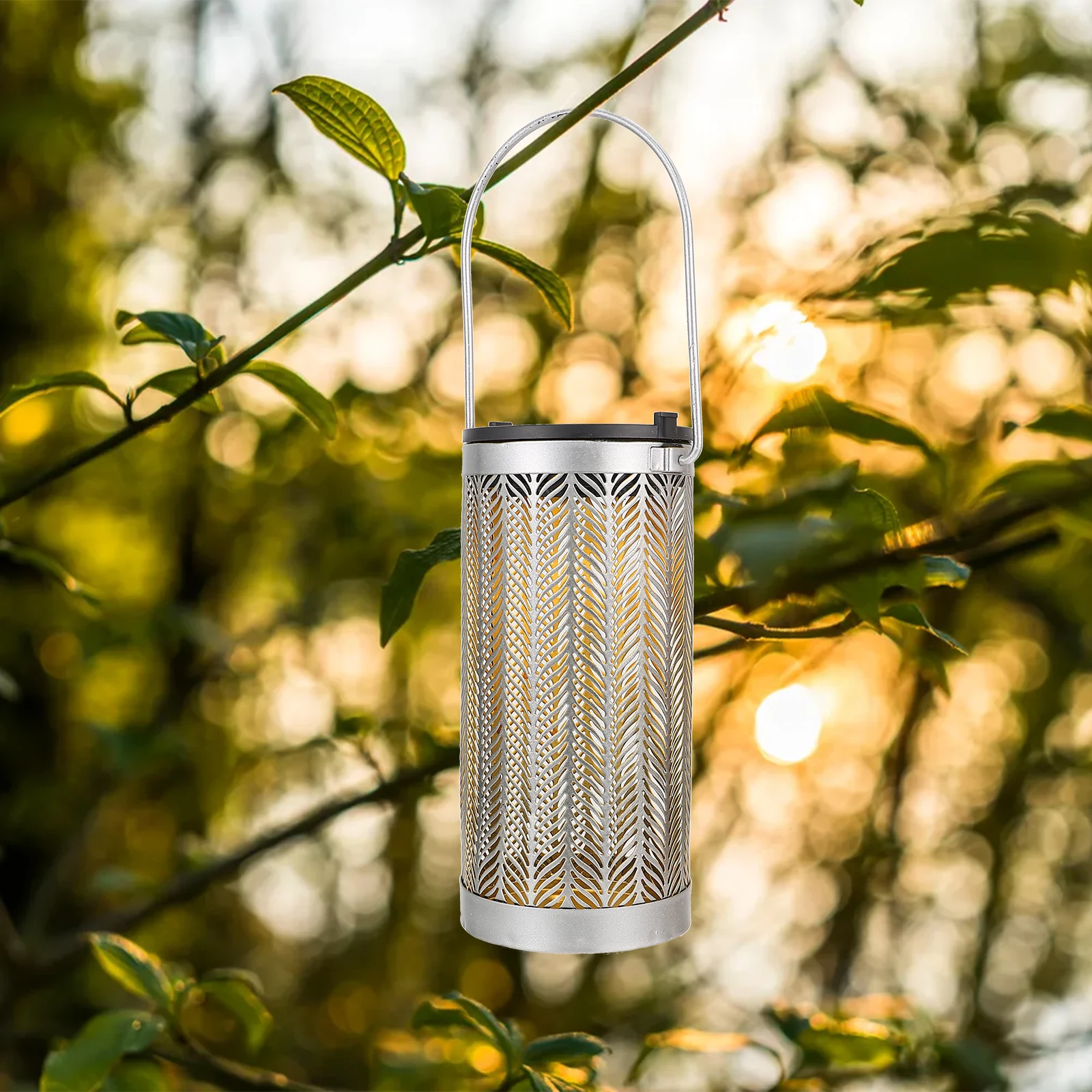 

Solar powered Lantern LED Projection Light Wrought Iron Garden Yard Decorative Outdoor Solar Light L Lamp