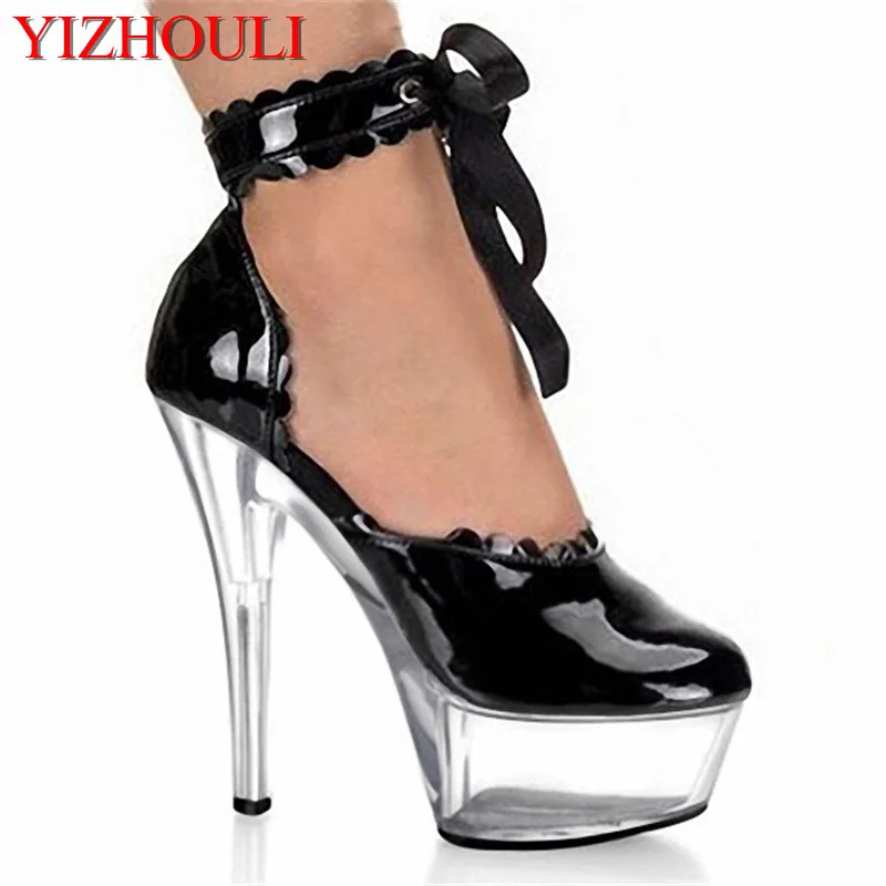 

Dance Shoes 15cm Ultra High Heels Fashion Stage Shoes 6 Inch Gorgeous Patent Leather High Heels Mary Jane dance shoes