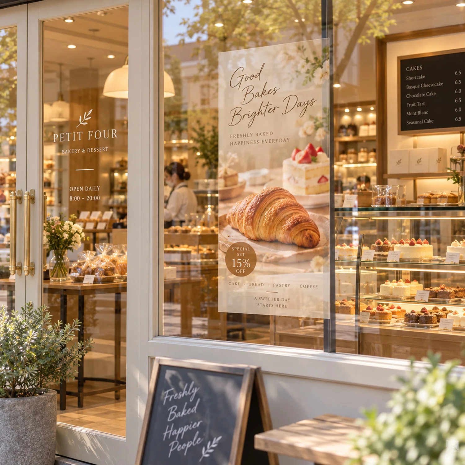 Custom Clear Window Poster Sticker, Personalized Bakery Dessert Shop Advertising Decal, Photo Text Printing