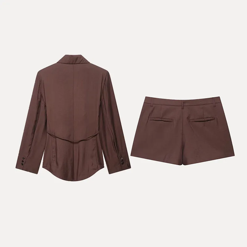 

Summer 2025 Women's Suit Jaet with Belt orts Faion Set Polyester Fiber Chinese Brand Z Sli Workwear