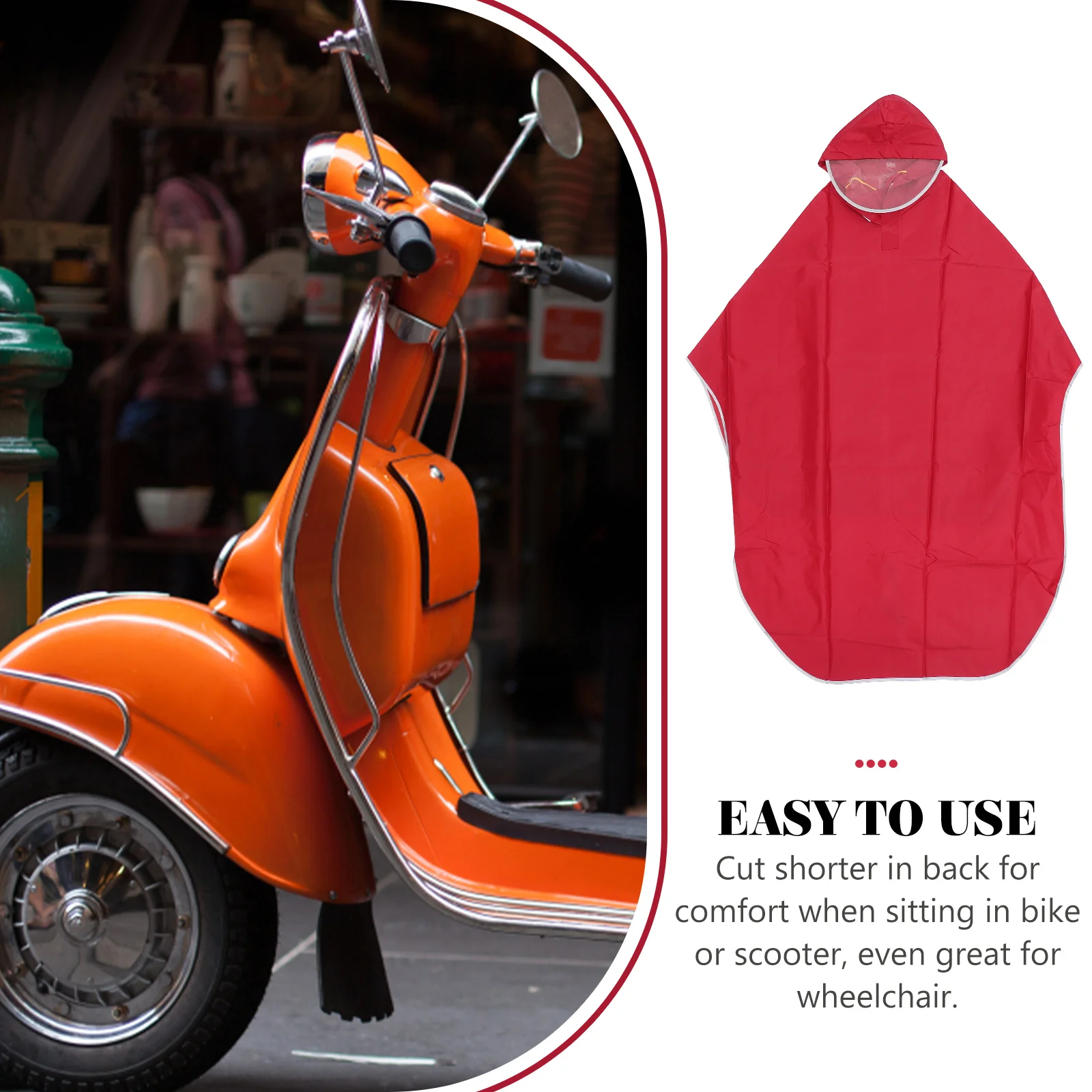 

Raincoat 1PC Lightweight Waterproof Windproof Unisex Hooded Bike Poncho Scooter Cover for Camping Riding Emergency