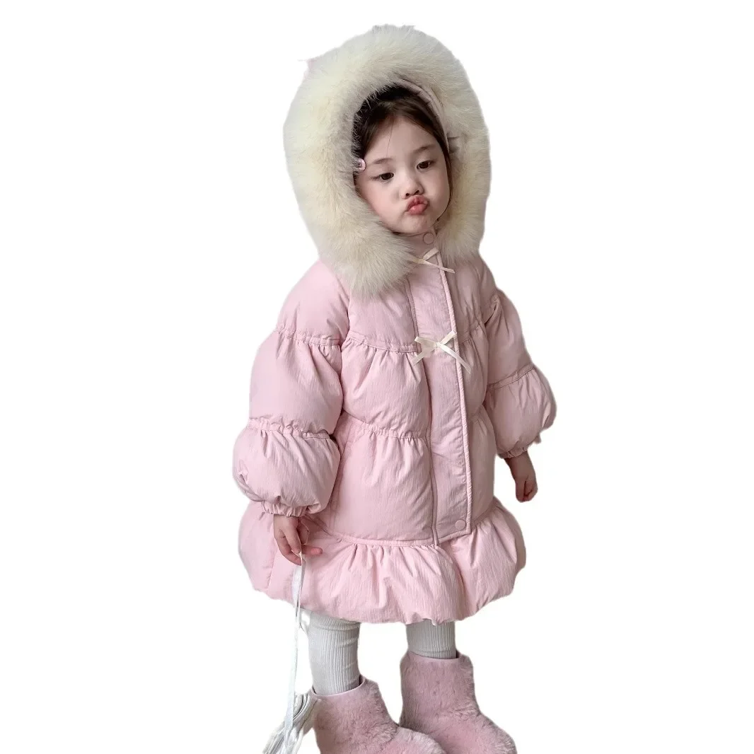 Children's Down Jacket 2024 Winter New Style Girls' and Children's Clothing Korean Edition 90 White Duck Down Coat