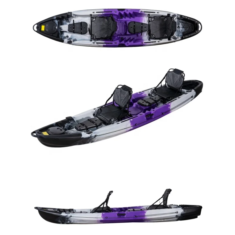 Family Sit-On-Top Plastic Boat Fishing Kayak For 3 People With Frame Chair Comfortable And Convenient For Paddling Adventure