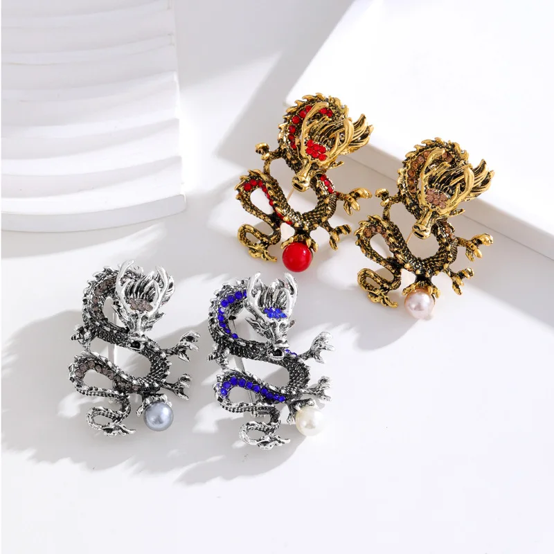 2024 New Year Gift Multi Style Multi Color Zodiac Dragon Design Brooch Men\'s Women\'s Pin Jewelry