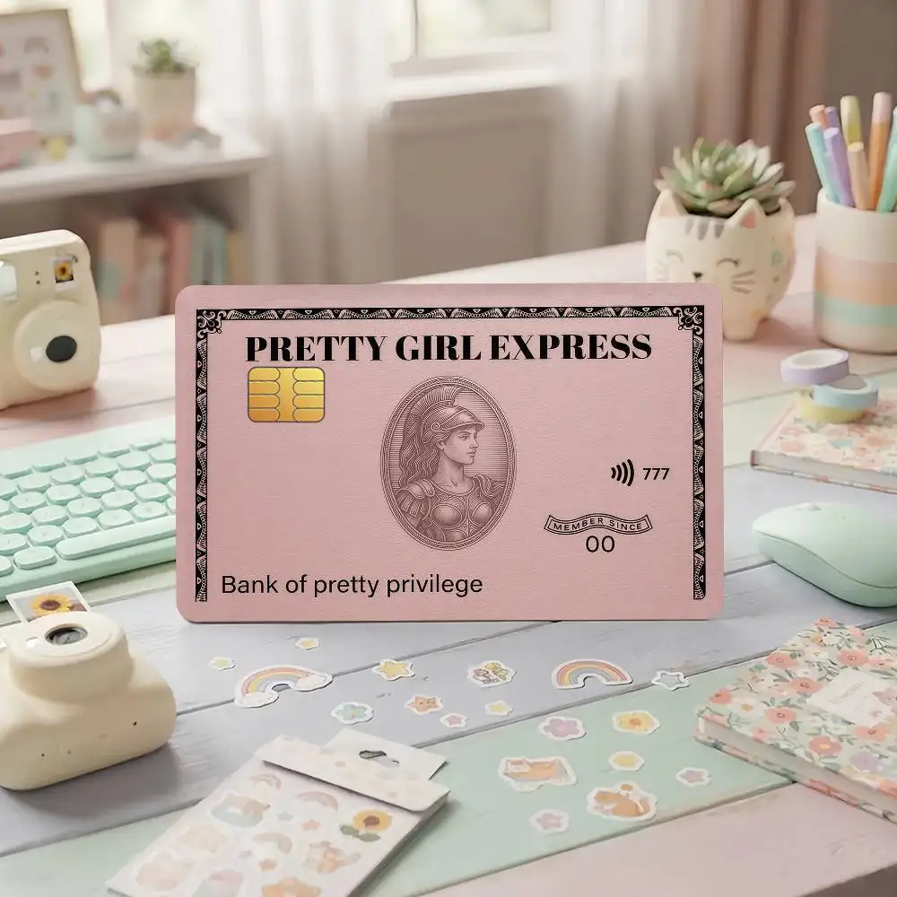 Pretty Girl E-xpress-S Credit Card Skin Stickers For Bank Card Bus Metro Cards Waterproof Anti-Scratch Gift 4PCS