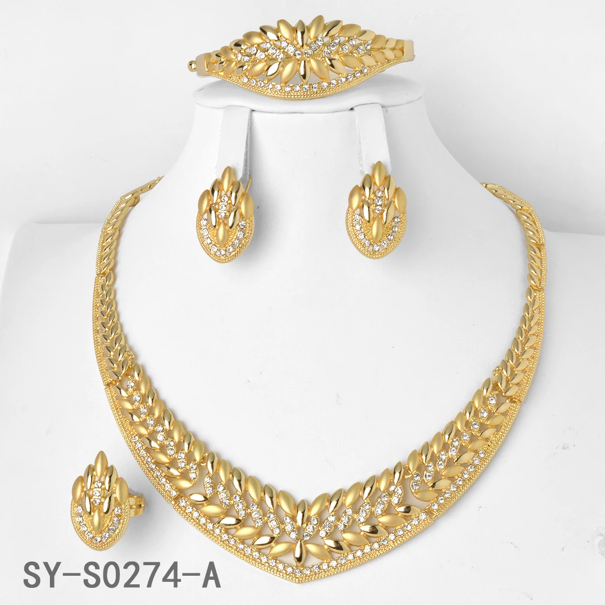 ZEADear Jewelry Sets Luxury 18K Gold Plated Leaf Shape Necklace Earrings Bracelet Ring Dubai African Wedding Jewellery Gift