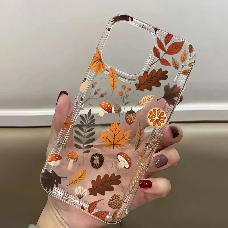 

Pop Autumn Leaves Pattern Silicone Clear Phone Case For Xiaomi Redmi Note 13 12 11 10 9 Pro Plus 9S 13C 4G 5G Shockproof Soft Co
