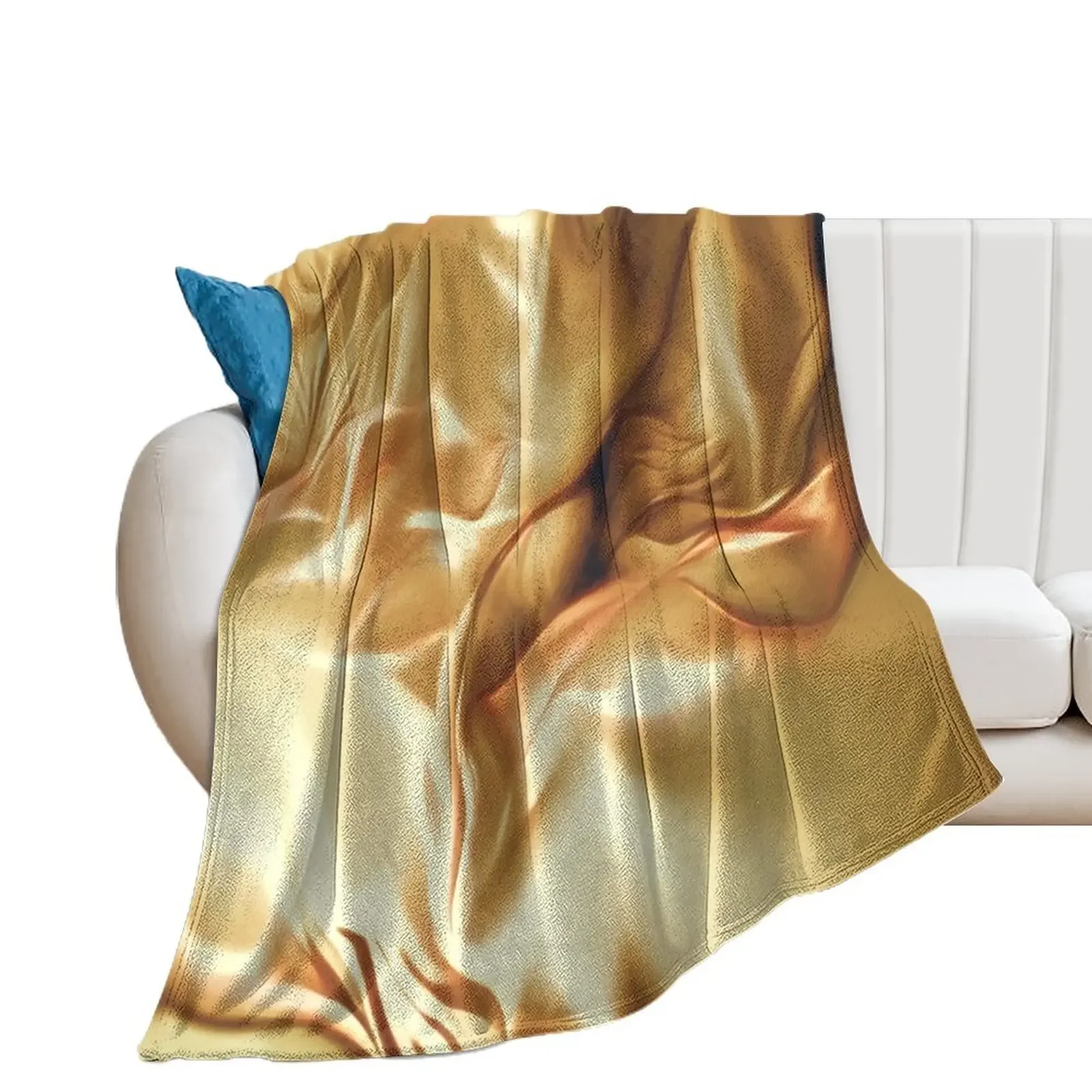 Pale Gold Silk Satin Fabric Series 6 Throw Blanket Sofa sofa bed Blankets