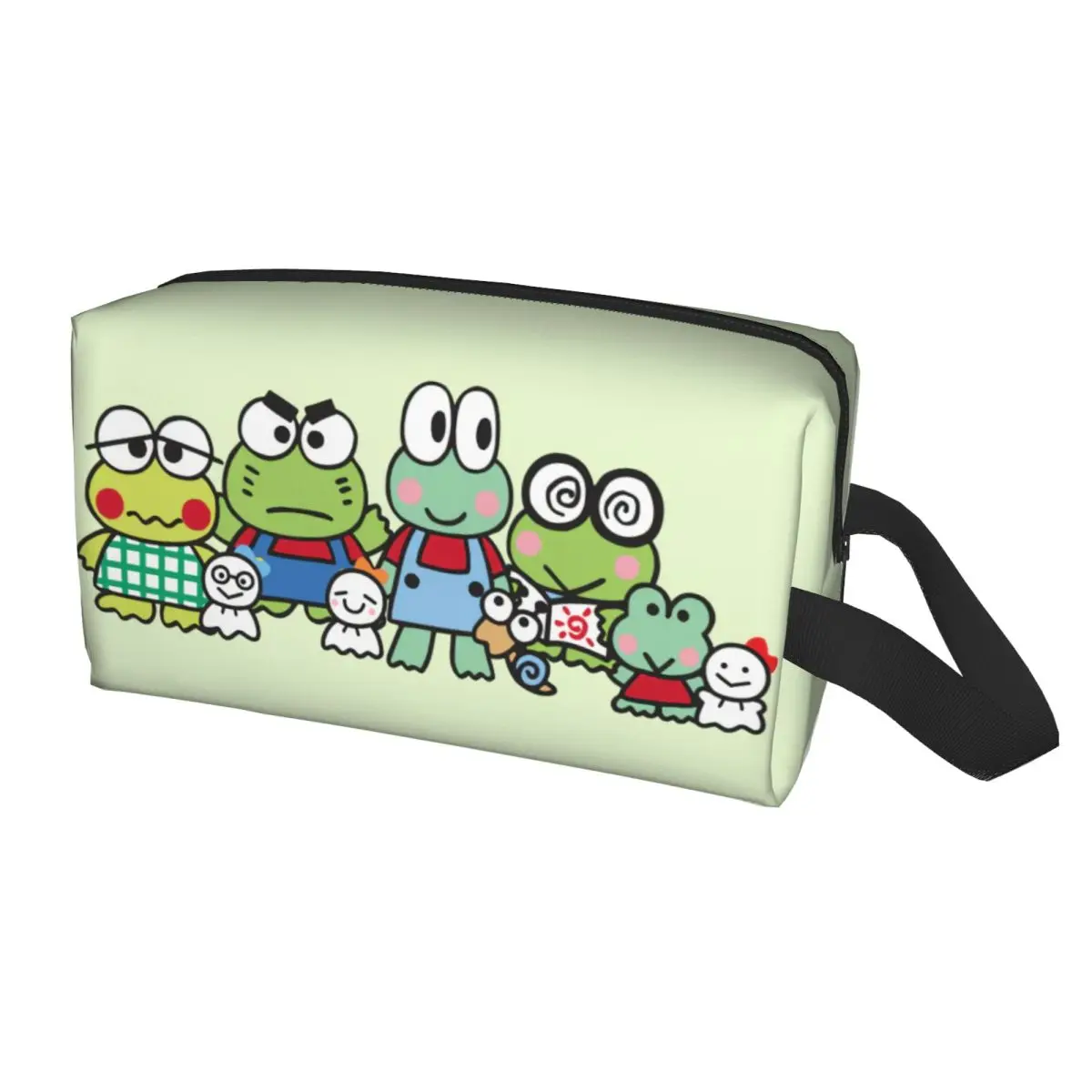 Custom Keroppi Family Cute Cartoon Makeup Bag Women Travel Cosmetic Organizer Fashion Big -eyed Frog Anime Storage Toiletry Bags