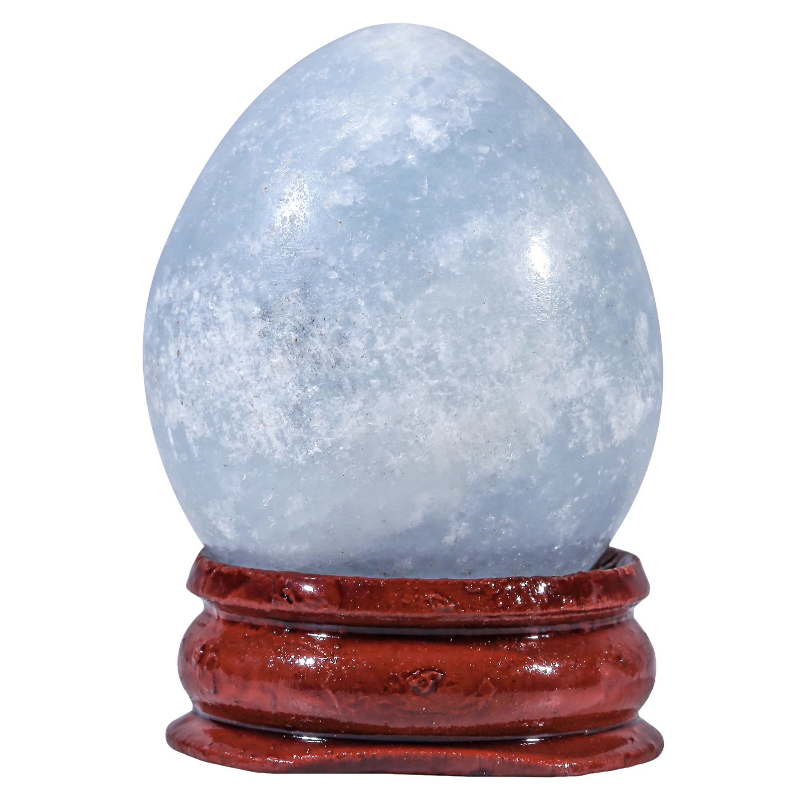 TUMBEELLUWA Natural Blue Celestite Crystal Ball With Wooden Stand Egg Shape Gemstone Sphere Sculpture For Home Decoration