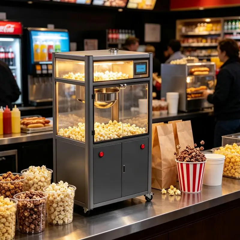Commercial Popcorn Machine Stainless Steel Electric Popper Large Kettle Popcorn Maker for Cinema Concession Equipment