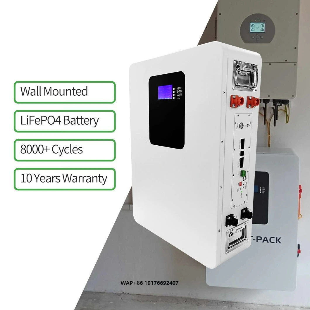 Power Wall Battery 48V 200Ah LiFePO4 Home Use Wall Mount Solar Battery 10KWh 5KWh 20KWh 10-Year Warranty 8000 Cycles