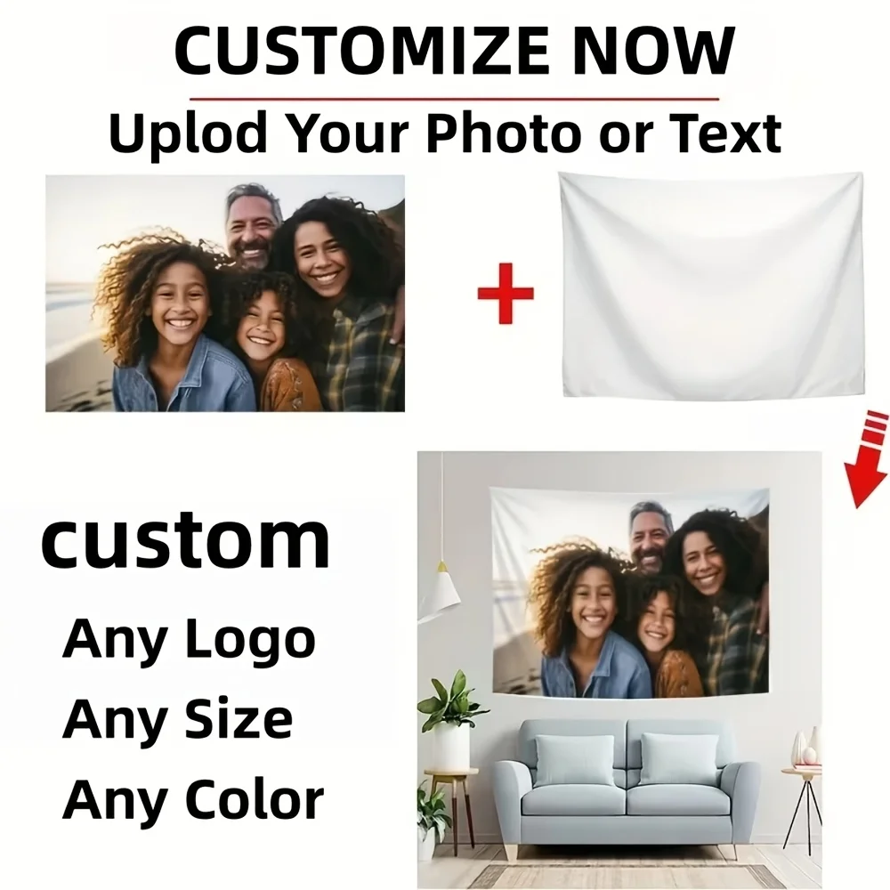 2D FLAT 1pc Multi-Size Custom Flags & Banners - Custom Banner with Your Logo/Text/Photo, Durable Polyester Fabric for Home Decor