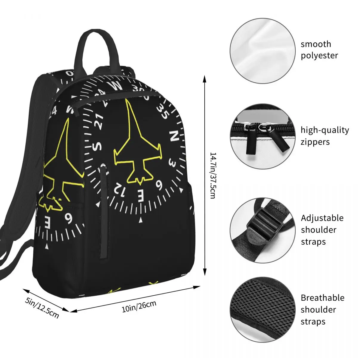 Born To Fly Captain Stripes Flight Pilot Aviation Aviator Airplane 4 Backpack Student BookBag Boys Girls School Bag