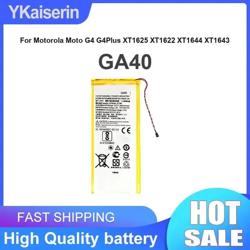 Rapid Charging Mobile Phone Battery GA40 3000mAh For Motorola Moto G4 G4Plus XT1625 XT1622 XT1644 XT1643