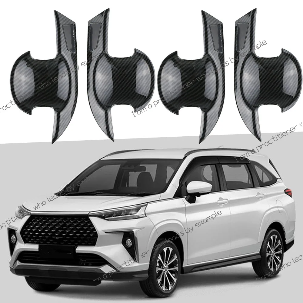 Carbon Fiber Car Door Handle Bowl Cover Trim Frame for Toyota Avanza Premio Veloz Cross 2022 2023 2024 Door Handle Stickers
