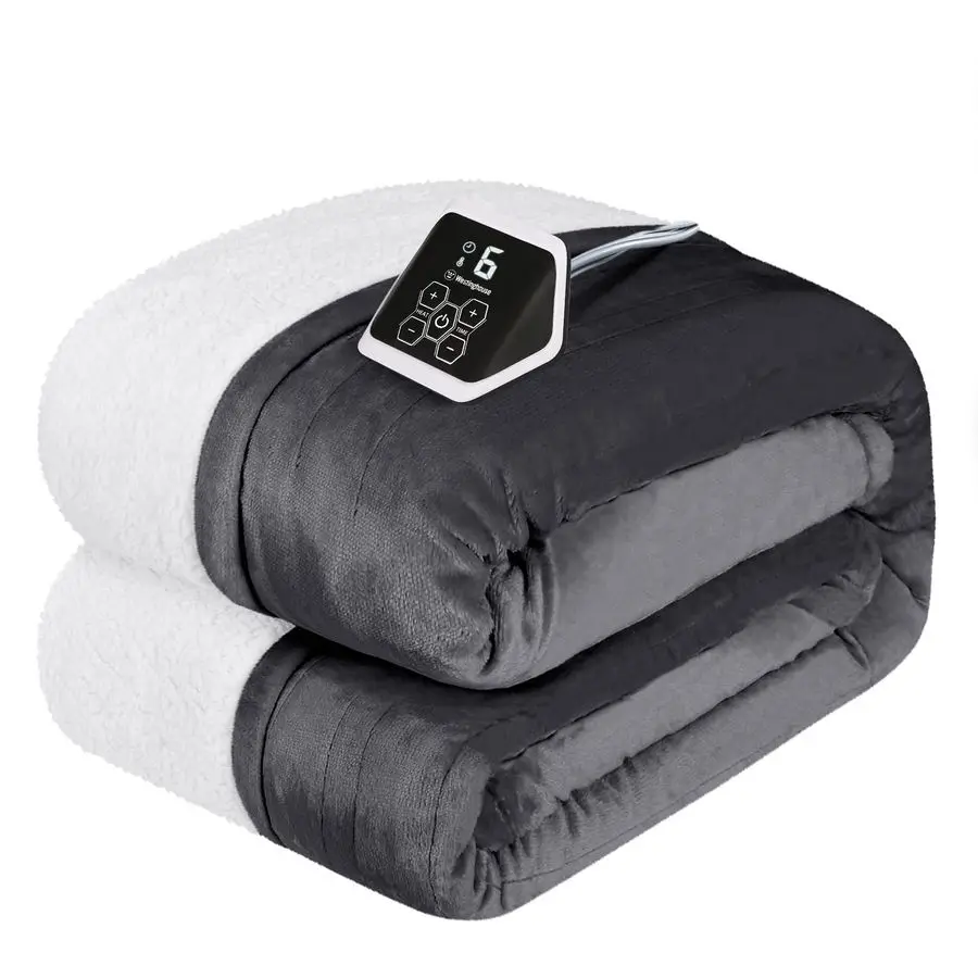 

Heated Blanket Twin Size, Soft Flannel to Sherpa Electric Blanket with 10 Heating Levels, 12 Hours Auto Off, Fast Heating, Machi