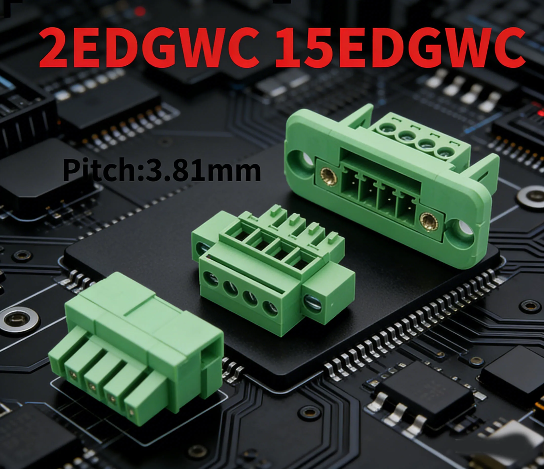 10 Sets 3.81mm Upright Plug-in Terminal Block With Flange Retaining Frame 15EDGWC+15EDGKAM+15EDGKPM+2EDGWC